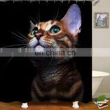 I@home Ready Made Polyester Black Color Cat 3d Shower Curtain Bathroom Mildew Resistant Waterproof thumbnail-2