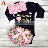 2019 Autumn Newborn Baby Clothes Suit Long Sleeve Letter Print Romper + Floral Shorts + Bow Headband 3pcs Set thumbnail-5