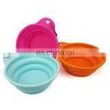 folding dog feeding bowl silicon bowl for pets with carabiner convenient pet bowl