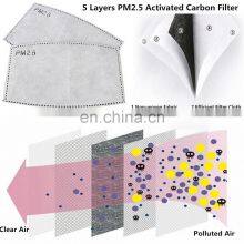 Filter for Face Cover Non Woven Meltblow PM2.5 Activated Carbon Anti Dust Cotton High Quality Replaceable 5 Layer NO Service thumbnail-3