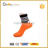 Orange bright color black stripes men cotton knitted socks