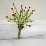 Green Beaded Napkin Ring with Red toppings
