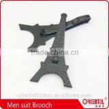 Fashion Decoration Eiffel Tower Press on Men's Metal Suit Brooch thumbnail-1
