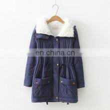 Wholesale Custom Brand Women's Winter Outerwear Cotton-padded Medium-long Jacket Camperas Ladies Women Thick Winter Coat thumbnail-3