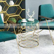 Cheap Living Room Gold Base Round Marble Top Modern Metal Gold Round Coffee Table Set thumbnail-3