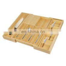 Expandable Large Kitchen Drawer Organizer High Quality Bamboo Cutlery Drawer Organizer For Utensil and Flatware Storage thumbnail-2