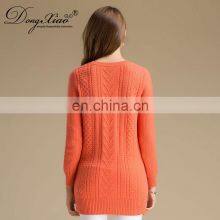 Mid-Age Women's 100% Cashmere Long Sweater Winter O-Neck Chinese Style Anti-Wrinkle Anti-Shrink Solid OEM Service Available thumbnail-6