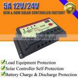5A 12V/24V intelligent solar panel power charge regulator with parameter setting button