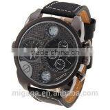 Men's Military Analog Quartz Watch Compass Thermometer Leather Band Strap