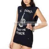 Custom Printed High Neck Sleeveless T Shirt Girls Cotton Singlet Promotional Own Design Tank Tops thumbnail-4