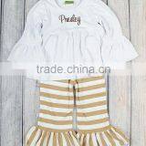 100% Cotton Baby Summer Spring Girls Blank Ruffle Sleeve t Shirt White Ruffle Shirt for Little Girls thumbnail-1