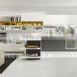 L-shaped Grey Lacquer Kitchen Cabinet
