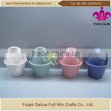 Round Shape Ceramic Basket Home Decor With Color Ribbon