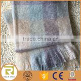 Wholesale 100% Acrylic yarn dyed heavy brushed fringed shawl scarf