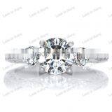 New 925 Silver cz Three Stone Ring ,engagement Ring Set thumbnail-1