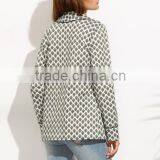 SheIn Women Ladies Fashion Clothing Black And White Lapel Long Sleeve Blazer Designs thumbnail-3