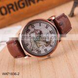 Fashion Map Roman Numerals Wristwatch Leather Bracelet Wrist Watch thumbnail-2
