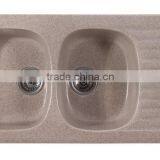 Acrylic Solid Surface/ Quartz Cream Color Double Kitchen Sink,resin Stone Kitchen Sinks thumbnail-2