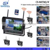 9 inch Quad Monitor with TFT LCD monitor/car camera system for agricutrual