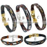 Wholesale Male Fashion Multilayer Charms Leather Bracelet