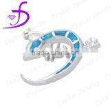 925 Sterling Silver Animal Shaped Lizard Uniqe Opal Pendant thumbnail-1