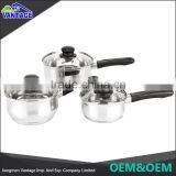 High quality 6pcs stainless steel cookware with bakelite mat and suction knob