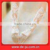 Promotion Ivory Elbow Polyester Appliqued Finger Gloves Bridal Long White Gloves thumbnail-1