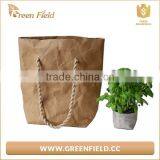 Washable Paper Tote Bag, Receled Brown Kraft Paper Shopping Bag thumbnail-3