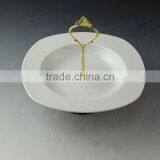 New Style Ceramic Fuit Plate, Porcelain Cake Stand With Iron Handle thumbnail-2
