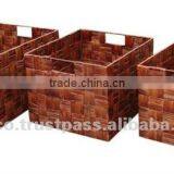 Square Natural Rattan and Water Hyacinth Basket Set 3pcs thumbnail-1