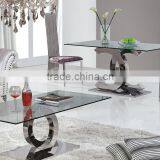 European Style Clear Glass Coffee Table Set