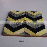 Three Colour Chevron Patron Cattle Bone Coaster Available in Other Colours thumbnail-1