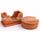 Round Rattan Coasters With Holder (Set of 6) / Rattan Platemat thumbnail-2