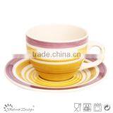Cup Saucer Silk Screen High Quality Modern Design Top Sale Whloe Sale With Strips thumbnail-4