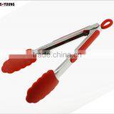 14009 Kitchen and Barbecue Grill Tongs Silicone BBQ Cooking Stainless Steel Locking Food Tong Salad Tongs thumbnail-2