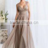 New Designer Deep v Neck Chiffon A-line Embellished Dress Backless thumbnail-1
