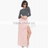MGOO High Fashion Two Layers Women Chiffon Maxi Skirts Black Pink Women Pleated Skirts Sexy Split 15146A071 thumbnail-6