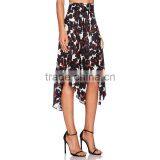 MGOO 2016 Imported OEM Services Floral Dancing Skirts For Women Ruffles Pleated Block Print Pattern Skirt 15145A923 thumbnail-2