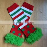 Wholesale Baby Fashion Design Cotton with Lace Bottom Leg Warmers Christmas Leg Warmers