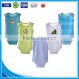 Stripe/applique Custom Made Infant Organic Cotton Smocked Infant Summer Romper for Boy Pattern/baby Romper Wholesale thumbnail-1