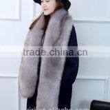 Womens Fur Scarfs Fashionable Luxury Runway Show 200cm Long Faux Fur Fox Fur Stole Collar Strip Patchwork Pashmina Scarf thumbnail-1