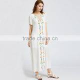 White Short Sleeve Maxi Dress, Women Emboriedered Fashion Mesh Dress thumbnail-4