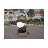 PE Rattan Swing Chair , Garden / Balcony Glider With White Cushion