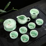 Dark green kung fu tea set.