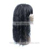 Micro braiding synthetic human hair lace front wigs with bangs