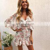 LAITE D2143 Women V-neck Casual Dress Ladies Floral Printed Dress Women Short Sleeve Elegant Dress thumbnail-2