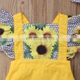 2019 Popular Clothes Set Sunflowers Toddler Romper Baby Girl Clothes Set With Flying Sleeve Infant Kids Summer Outfit thumbnail-4