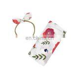 2Pcs Muslin Swaddle Blankets Headband Set Soft 100% Cotton Newborn Receiving Blankets Infant Swaddling Wrap Sleepsack thumbnail-3