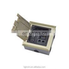 Golden Brushed Stainless Steel Electrical Floor Power Data Mounted Outlet Socket Box thumbnail-2