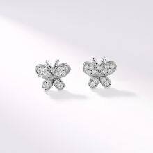 925 Sterling Silver Butterfly Inlaid Zircon Earrings Women's Sweet and Simple Earrings Autumn and Winter New Fashion Earrings thumbnail-4